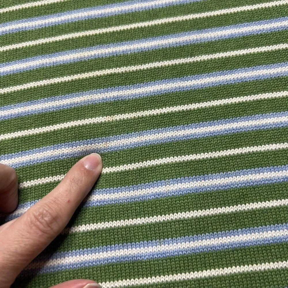 J Crew Vintage Mens Pullover Sweater Large Green Stripe Crew  Academia Preppy